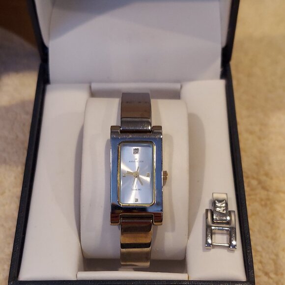 NIB ANNE KLEIN II STAINLESS STEEL DIAMOND ACCENTED WATCH - Picture 11 of 13
